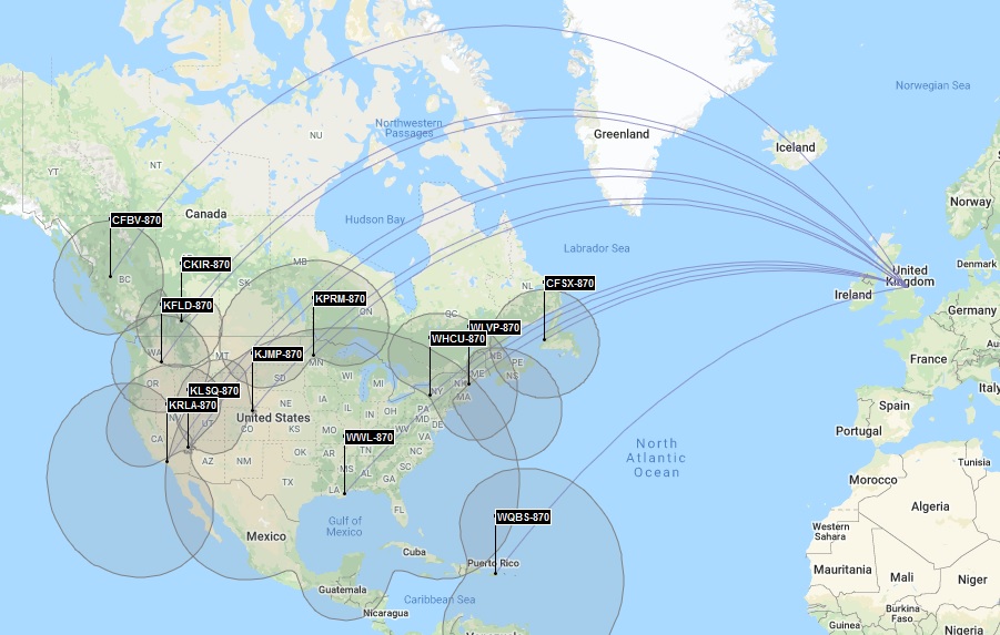 Mapping coverage patterns of MW AM broadcast stations in North America using RDMW software and database from the Medium Wave Circle https://mwcircle.org